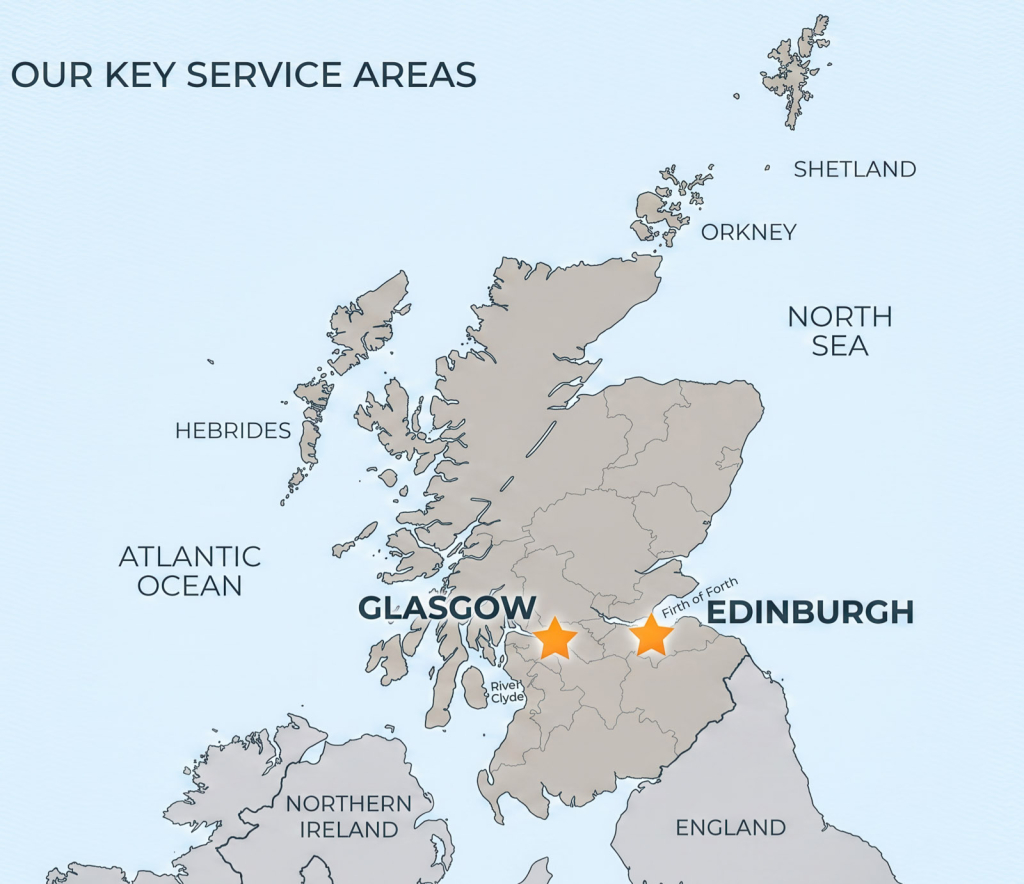 craft and forge handyman scotland edinburgh glasgow map