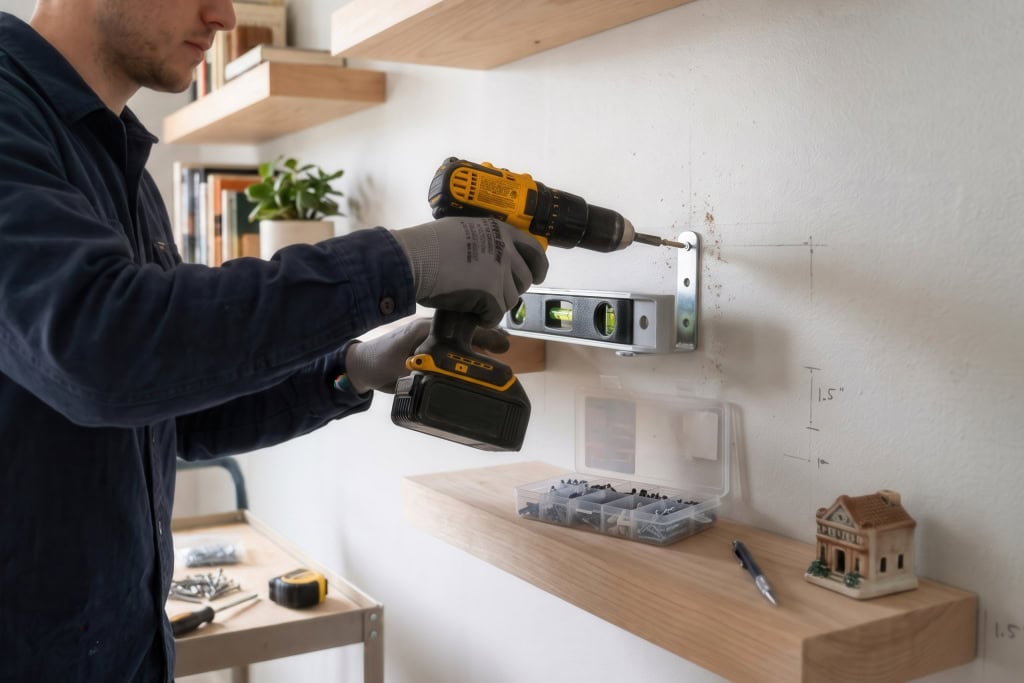 handyman services edinburgh screwing in shelf bracket